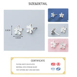 Metal Flower Stud Earrings 925 Sterling Silver Artsy Jewelry