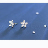 Metal Flower Stud Earrings 925 Sterling Silver Artsy Jewelry