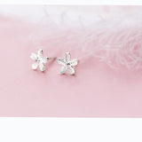 Metal Flower Stud Earrings 925 Sterling Silver Artsy Jewelry
