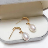 Zircon Drop Earring with Natural Freshwater Pearl