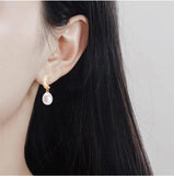 Zircon Drop Earring with Natural Freshwater Pearl