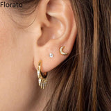 Florato 925 Silver Lightning/Flower/Thorn Hoop Earrings Set