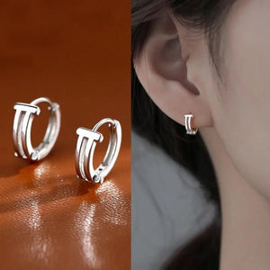 925 Sterling Silver Geometric T Shape Metal Style Earrings for Women
