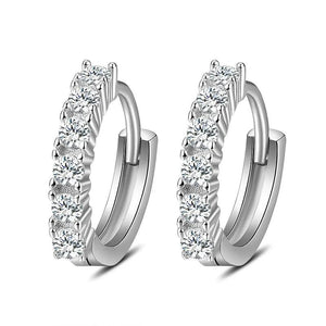 925 Sterling Silver Crystal Circle Earring Women Jewelry Gift Wedding