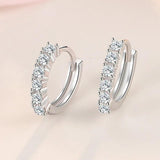 925 Sterling Silver Crystal Circle Earring Women Jewelry Gift Wedding