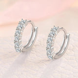 925 Sterling Silver Crystal Circle Earring Women Jewelry Gift Wedding