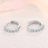 925 Sterling Silver Crystal Circle Earring Women Jewelry Gift Wedding