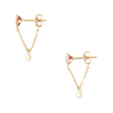 925 Silver Red Zircon Chain Drop Earrings Front Back Dangle Earrings