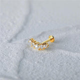 Pearl Zircon 925 Silver Earring Stud 16G 18K Fine Jewelry