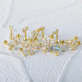 Pearl Zircon 925 Silver Earring Stud 16G 18K Fine Jewelry