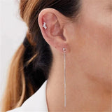 925 Silver Oval Zircon Crown Stud Earrings Rainbow Crystal Leaf Branch Ear Studs