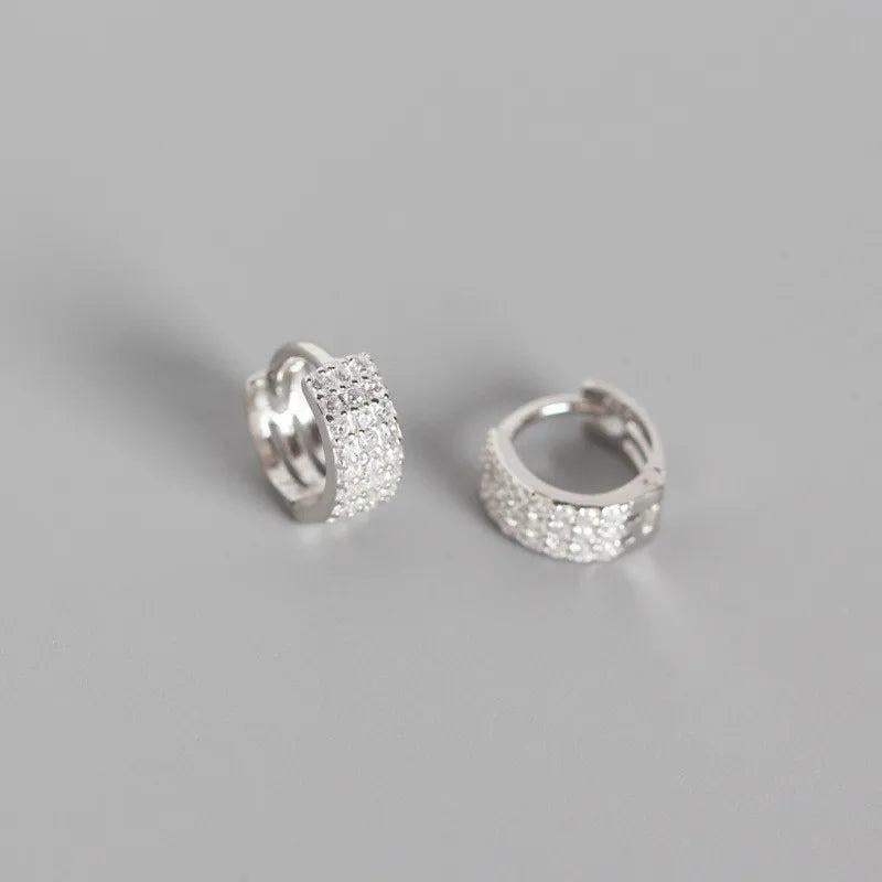 925 Silver Round Crystal Zircon Stud Earrings