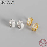 925 Silver Round Crystal Zircon Stud Earrings