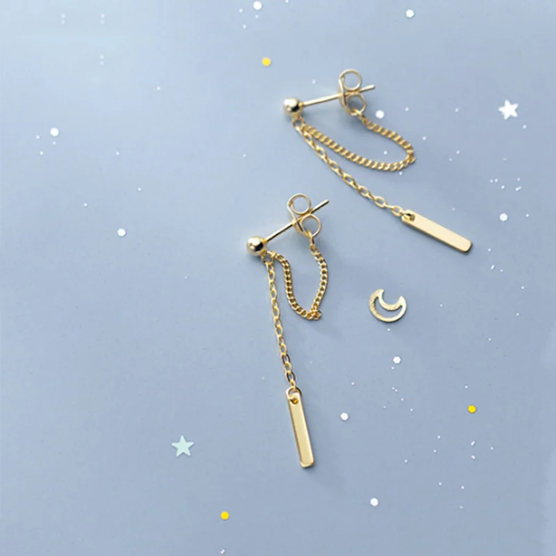 925 Silver Cuban Link Chain Bead Stud Earrings for Women