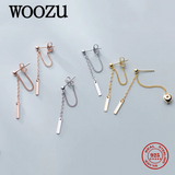 925 Silver Cuban Link Chain Bead Stud Earrings for Women