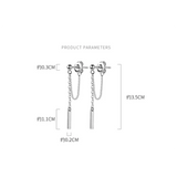 925 Silver Cuban Link Chain Bead Stud Earrings for Women