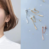 925 Silver Cuban Link Chain Bead Stud Earrings for Women