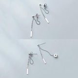 925 Silver Cuban Link Chain Bead Stud Earrings for Women