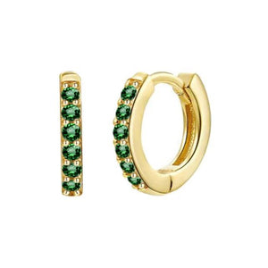 Emerald Zircon Hoop Earrings 925 Sterling Silver Ear Studs Jewelry