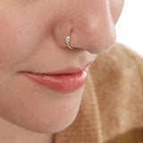 Ins Zirconia 925 Silver Nose Ring Hoop Piercing Body Jewelry Wedding Party 18K