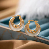 Hollow Hetian Jade Moon Earrings with Silver Jewelry