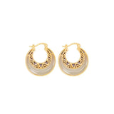 Hollow Hetian Jade Moon Earrings with Silver Jewelry