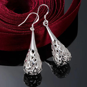 925 Silver Teardrop Long Earrings Wedding Jewelry For Women