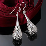 925 Silver Teardrop Long Earrings Wedding Jewelry For Women
