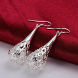 925 Silver Teardrop Long Earrings Wedding Jewelry For Women