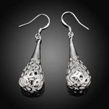 925 Silver Teardrop Long Earrings Wedding Jewelry For Women