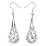 925 Silver Teardrop Long Earrings Wedding Jewelry For Women
