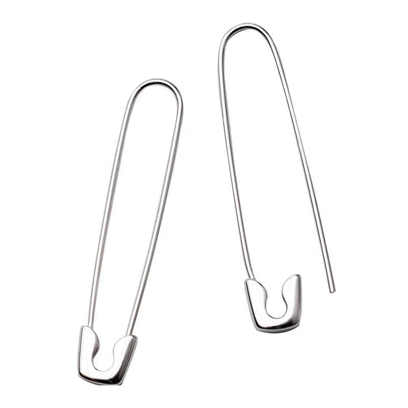 TrustDavis 925 Silver Paper Clip Dangle Earrings