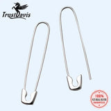 TrustDavis 925 Silver Paper Clip Dangle Earrings