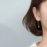 TrustDavis 925 Silver Paper Clip Dangle Earrings