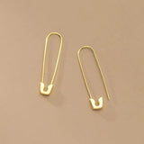TrustDavis 925 Silver Paper Clip Dangle Earrings