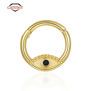 925 Silver Eye Round Circle Piercing Hoop Earring Women Nose Ring Jewelry
