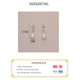 925 Silver Zircon Pearl Tassel Moon Earrings Women