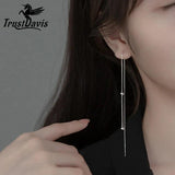 Trustdavis 925 Silver Box Snake Chain Ear Line Earring For Women