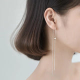 Trustdavis 925 Silver Box Snake Chain Ear Line Earring For Women