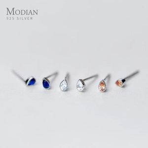 925 Silver Rainbow Water Drop Stud Earrings For Women