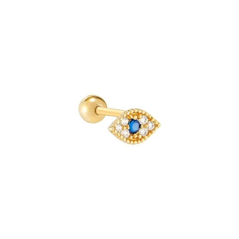 Evil Eye Diamond 925 Sterling Silver Cartilage Stud Earrings for Women