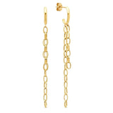 Silver Long Chain Tassel Drop Earrings Hollow Double Thick Chain Dangle