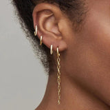 Silver Long Chain Tassel Drop Earrings Hollow Double Thick Chain Dangle