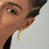 Silver Long Chain Tassel Drop Earrings Hollow Double Thick Chain Dangle