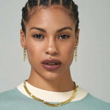 Silver Long Chain Tassel Drop Earrings Hollow Double Thick Chain Dangle