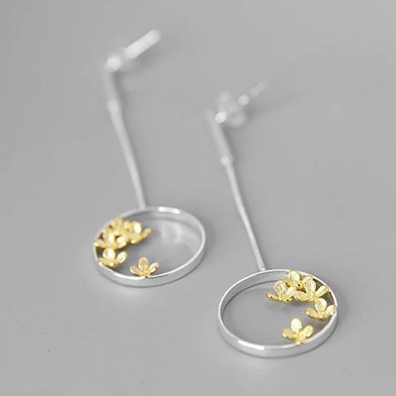 Sweet-Scented Osmanthus Falling Earrings Silver Jewelry