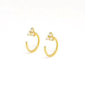 925 Silver Ear Needle Triangle Crystal Ear Clip Zircon Earrings Jewelry