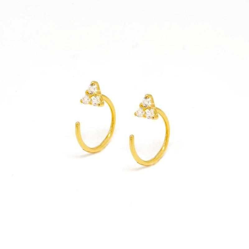 925 Silver Ear Needle Triangle Crystal Ear Clip Zircon Earrings Jewelry