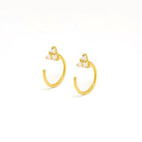 925 Silver Ear Needle Triangle Crystal Ear Clip Zircon Earrings Jewelry