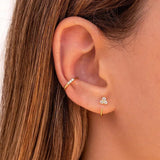 925 Silver Ear Needle Triangle Crystal Ear Clip Zircon Earrings Jewelry